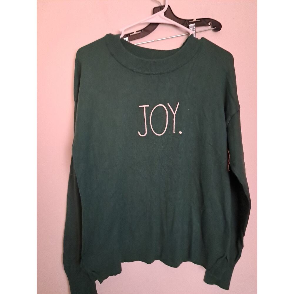 Rae Dunn Green Mens Holiday Sweater With Joy Stitched On The Front Size Medium